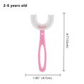 Kids New Toothbrush with U-Shaped Food Grade Silicone Brush Head,  Manual Toothbrush Oral  Cleaning Tools for Children Training Teeth Cleaning Whole Mouth Toothbrush for 2-6Y Kids Light Pink image 1