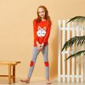 2-piece Kid Girl Cute Fox Applique Long-sleeve Top and Leggings Set Orange image 1