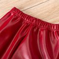 Kid Girl Fleece Lined Faux Leather Leggings Hot Pink image 3