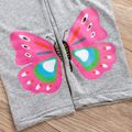 Kid Girl Butterfly Print Fleece Lined Polka dots/Solid Color Leggings Grey