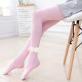 Kid Girl Swings Design Solid Color Velvet Footie Leggings Pink