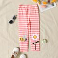 Toddler Girl Stripe Floral Bee/Unicorn Star Print Leggings Pink