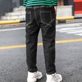 Kid Boy 100% Cotton Solid Color Topstitching Denim Jeans Black image 2