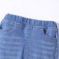 Toddler Girl 100% Cotton Star Embroidered Elasticized Denim Jeans Light Blue image 4