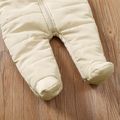 Baby Boy/Girl Solid Hooded Long-sleeve Footed Thermal Thickened Winter Jumpsuit Beige image 5