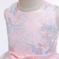Floral Embroidery Mesh Layered Sleeveless Baby Party Dress Pink