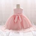 Toddler Girl 3D Floral Bowknot Design Sleeveless Princess Mesh Party Dress Pink image 3