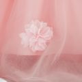 menina da criança 3d floral bowknot design sem mangas princesa malha vestido de festa Rosa image 5