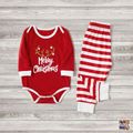 Mosaic Family Matching Antler Print Striped Pajamas Sets (Flame Resistant) Red/White