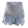 Ripped Maternity Belly Support Inelastic Denim Shorts Light Blue image 1