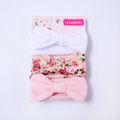 3-piece Baby / Toddlers Lovely Solid Polka Dots Floral Allover Combined Stretchy Headband Pink