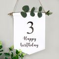 Happy Birthday Wall Hanging Flags Birthday Number Banner Sign Decor Party Supplies for Baby Girls Boys white + navy blue image 1