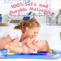 Inflatable Tummy Time Baby Water Mat with Mirror & Rattles Strengthen Your Baby's Muscles for 0-2 Month Infant Baby Boy Girl Dark Blue
