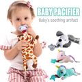 Soft Plush Toy Pacifier Holder with Detachable Pacifier for 0-40 Months Color-B image 2