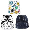 Baby Cloth Diapers Cartoon Print One Size Adjustable Washable Waterproof Diaper Nappy for Baby Girls and Boys White