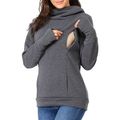 Nursing Solid Hooded Long-sleeve Nursing Hoodie Dark Grey image 1