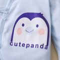 Panda or Dog or Swan or Penguin Print Kimono Style Long-sleeve Baby Jumpsuit Light Blue