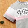 2pcs Baby Girl Short-sleeve Cotton Sweet Letter Baby's Sets Grey image 4