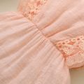 2pcs Baby Girl 95% Cotton Lace Flutter-sleeve Romper with Headband Set Pink