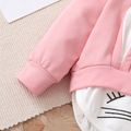 2-piece Toddler Girl Rabbit Print Ear Design Colorblock Hoodie and Pants Set Pink