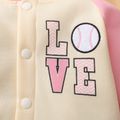 2pcs Baby Letter Print Pink Cotton Long-sleeve Baseball Jacket and Mini Skirt Set Pink