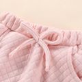 2pcs Baby Solid Round Neck Long-sleeve Loungewear Set Pink