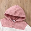 2-piece Toddler Girl/Boy Colorblock Hoodie Sweatshirt and Pants Set Pink image 3