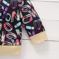 2-piece Toddler Boy Letter Print Colorblock Hoodie Sweatshirt and Pants Set Apricot