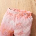 2-piece Toddler Girl/Boy Tie Dye Long-sleeve Ribbed Henley Shirt and Elasticized Pants Set Pink image 3