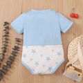 Mother's Day Baby Boy/Girl Cartoon Elephant and Stars Print Colorblock Short-sleeve Romper Blue image 3
