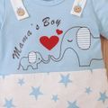 Mother's Day Baby Boy/Girl Cartoon Elephant and Stars Print Colorblock Short-sleeve Romper Blue image 4
