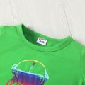 2pcs Baby Boy Short-sleeve Graphic T-shirt and Shorts Set Green image 3