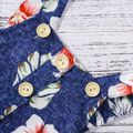 Baby Boy/Girl Floral Print Blue Button Up Overalls Shorts Deep Blue image 3