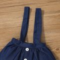2pcs Toddler Girl Statement Collar Stripe Long-sleeve Blouse and Suspender Denim Skirt Set Blue image 5