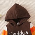 Thanksgiving Day Baby Boy/Girl 95% Cotton Turkey & Letter Print Spliced Striped Long-sleeve Hooded Romper Brown
