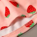 Toddler Girl Fruit Strawberry Print Ruffle Hem Pink Hooded Jacket Pink