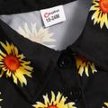 2pcs Toddler Girl Floral Print Lapel Collar Long-sleeve Crop Shirt and Pants Set Black