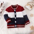 Baby Boy Long-sleeve Colorblock Knitted Button Front Cardigan Sweater Red