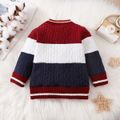 Baby Boy Long-sleeve Colorblock Knitted Button Front Cardigan Sweater Red