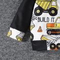 Baby Boy Allover Construction Vehicle Print Raglan-sleeve Zipper Jacket Black