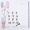 Cute Balloon Rabbit Baby Monthly Blanket Newborn baby Monthly Growth Milestone Background Blanket Photo Props Infant Growth Memorial Blanket Light Pink image 2