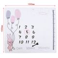 Cute Balloon Rabbit Baby Monthly Blanket Newborn baby Monthly Growth Milestone Background Blanket Photo Props Infant Growth Memorial Blanket Light Pink image 5