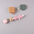 Silicone Teether Wood Beads Set DIY Baby Teething Necklace Toy Cartoon Koala Pacifier chain Clip Light Pink image 2