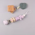 Silicone Teether Wood Beads Set DIY Baby Teething Necklace Toy Cartoon Koala Pacifier chain Clip Light Purple