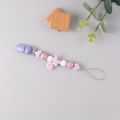 Dinosaur Cartoon Pacifier Clips  Silicone Beads Teething Relief Teether Toys or Soothie, Baby Gift Set Light Purple image 1