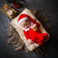 3-pack Baby Christmas Red Romper Newborn Photography Props Newborn Baby Costume Red