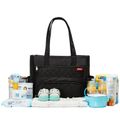 6-pack Diaper Tote Bag Set Multifunction Large Capacity Embroidered Mom Bag with Stroller Straps Buckle Black image 3