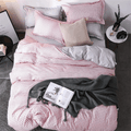 4 Pcs Simple Pattern Home Bed Cover Set Pink image 1