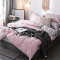 4 Pcs Simple Pattern Home Bed Cover Set Pink image 2