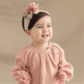 Fita de cabelo vazada com flor decorativa moderna para bebé / criança Rosa image 3